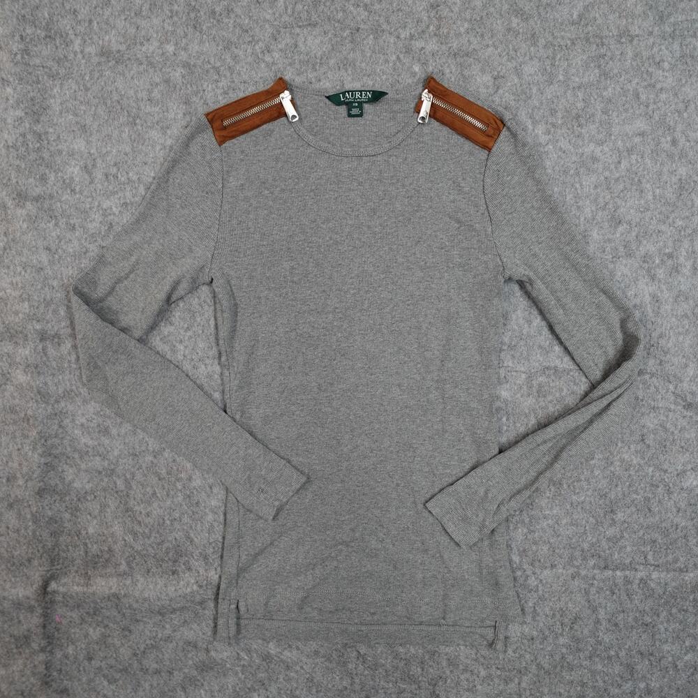 Ralph Lauren Top Womens Extra Small Suede Zipper Patch Western Equestrian Preppy